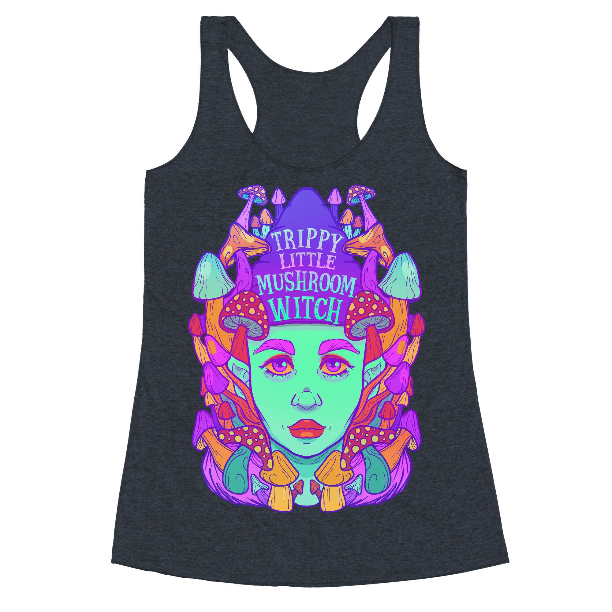 Trippy Little Mushroom Witch Racerback Tank