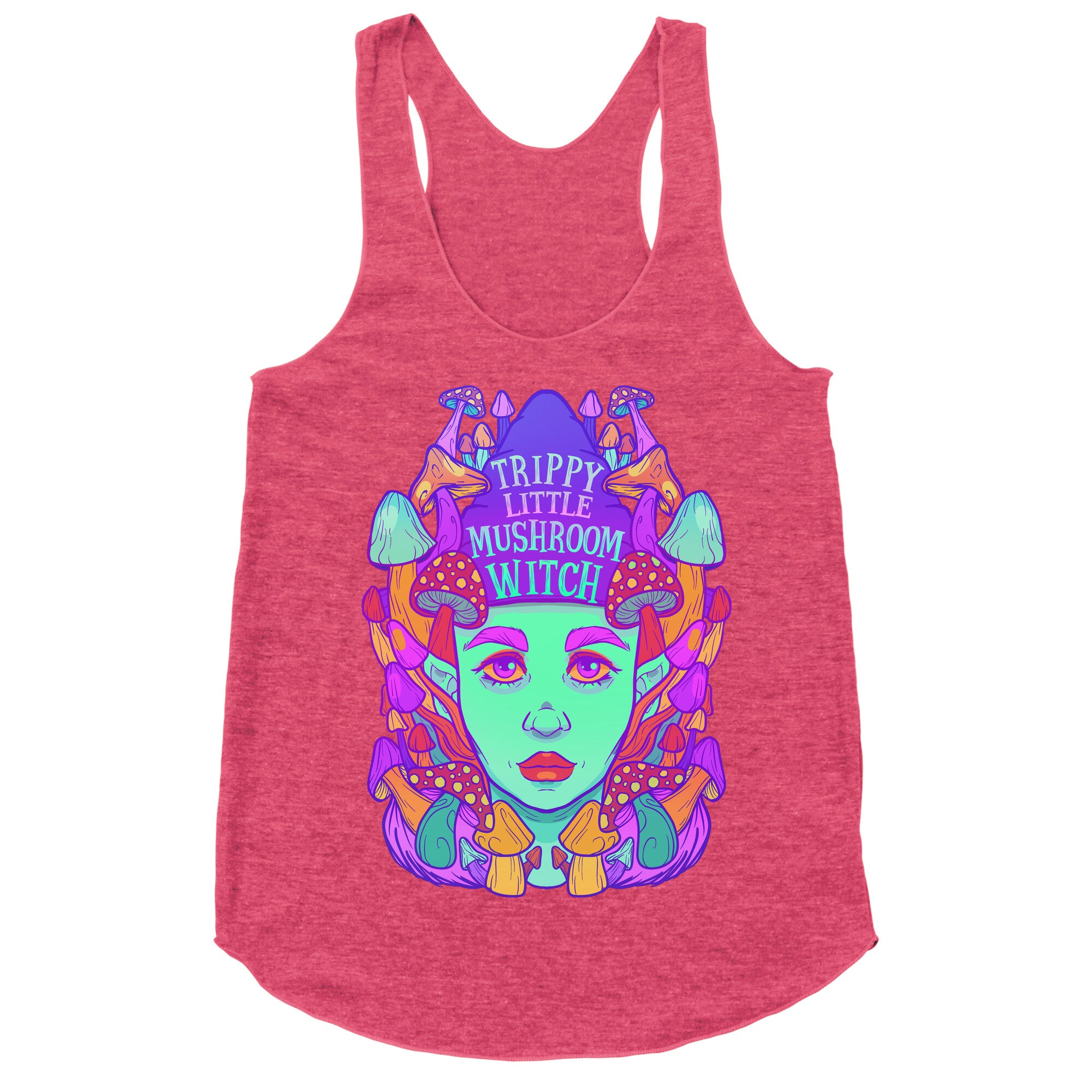 Trippy Little Mushroom Witch Racerback Tank