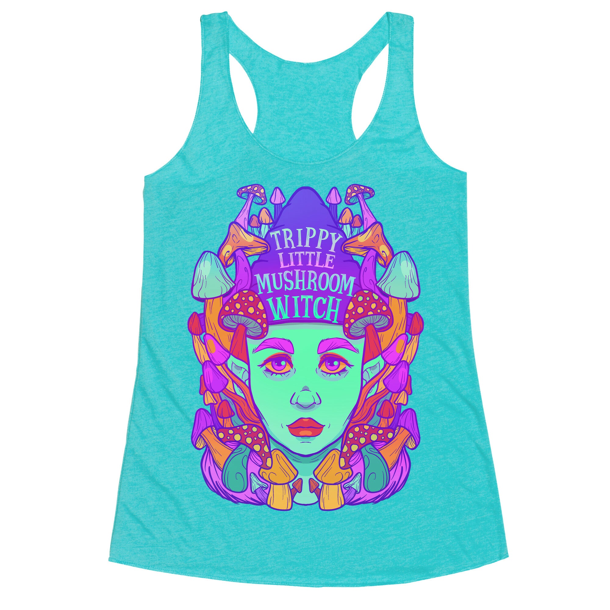 Trippy Little Mushroom Witch Racerback Tank