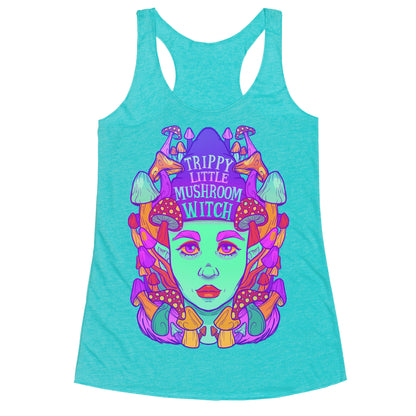 Trippy Little Mushroom Witch Racerback Tank