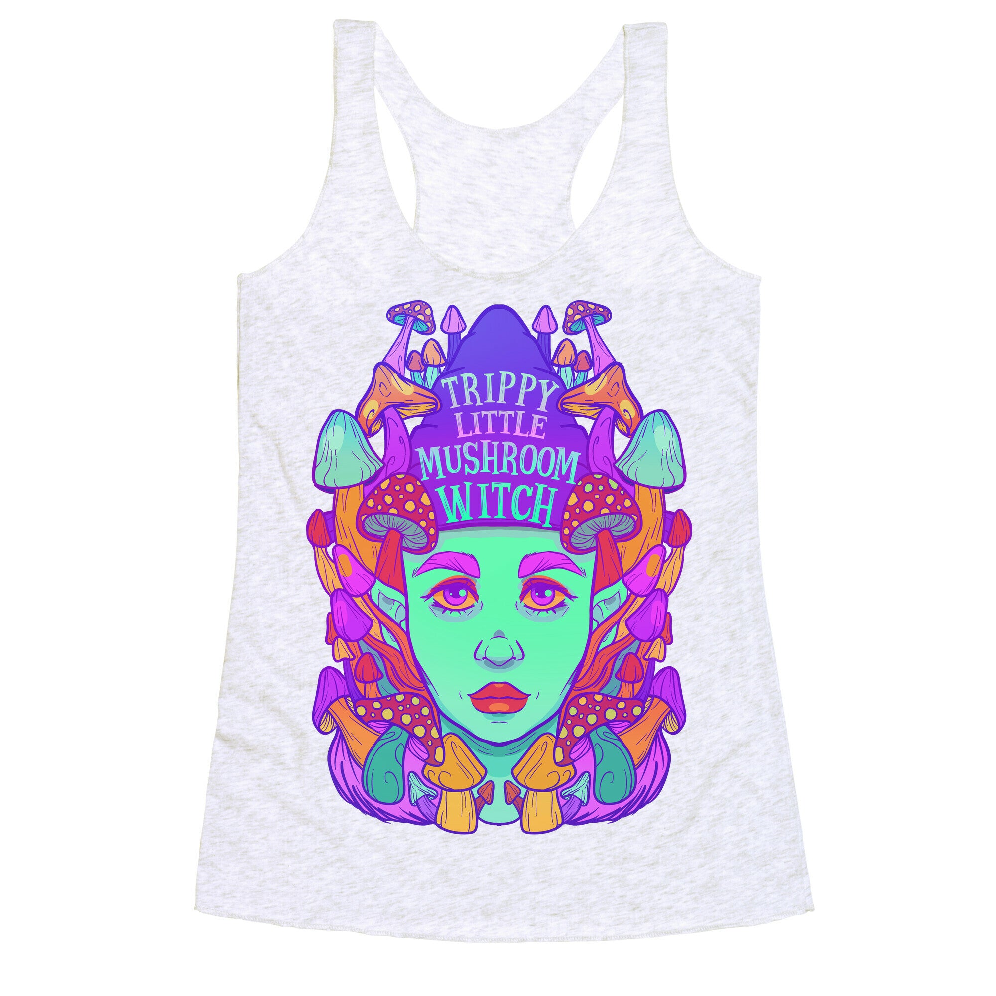 Trippy Little Mushroom Witch Racerback Tank