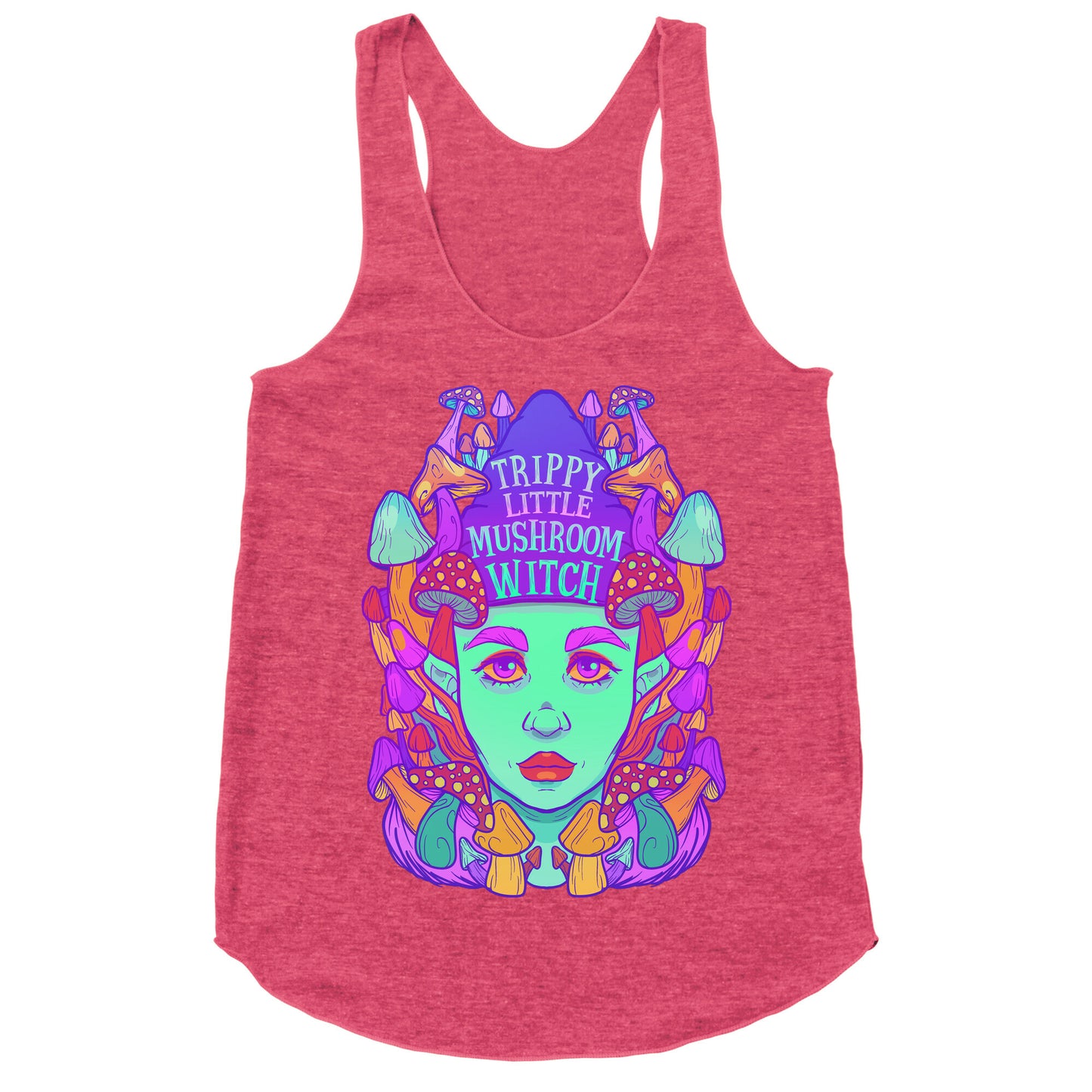 Trippy Little Mushroom Witch Racerback Tank
