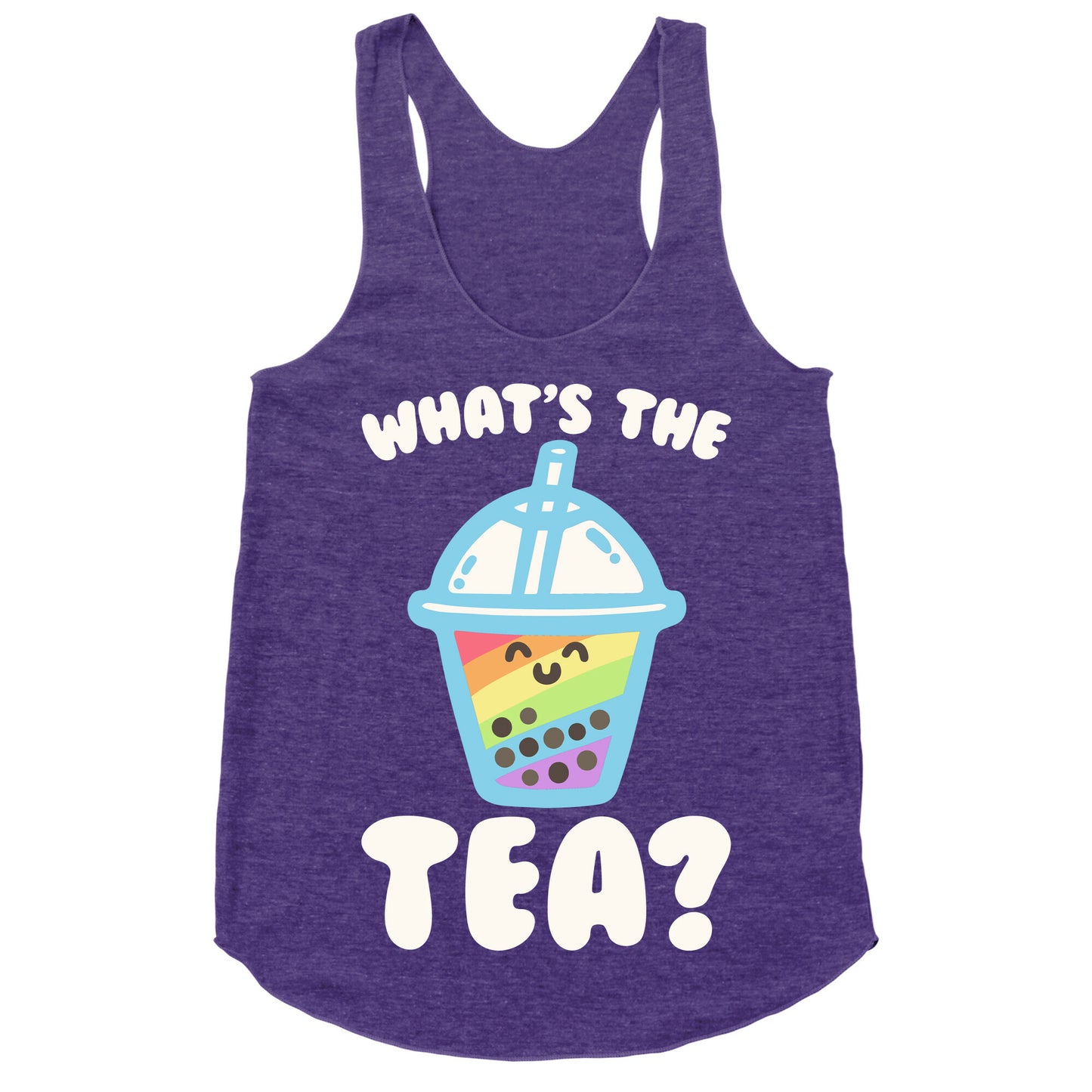 What's The Tea Bubble Tea White Print Racerback Tank