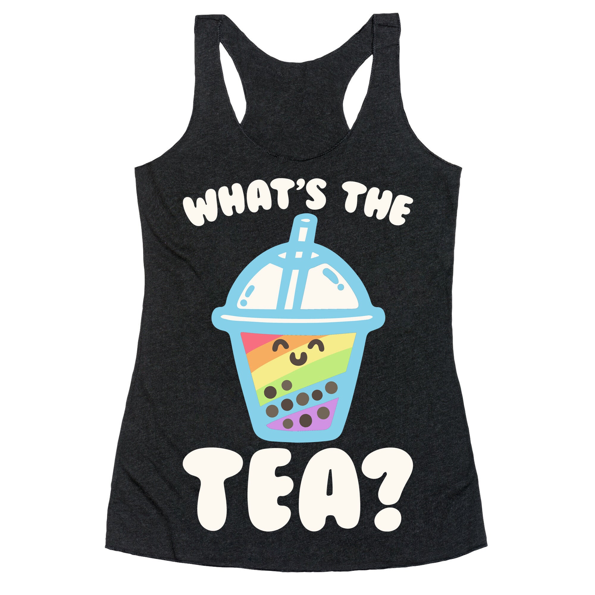 What's The Tea Bubble Tea White Print Racerback Tank