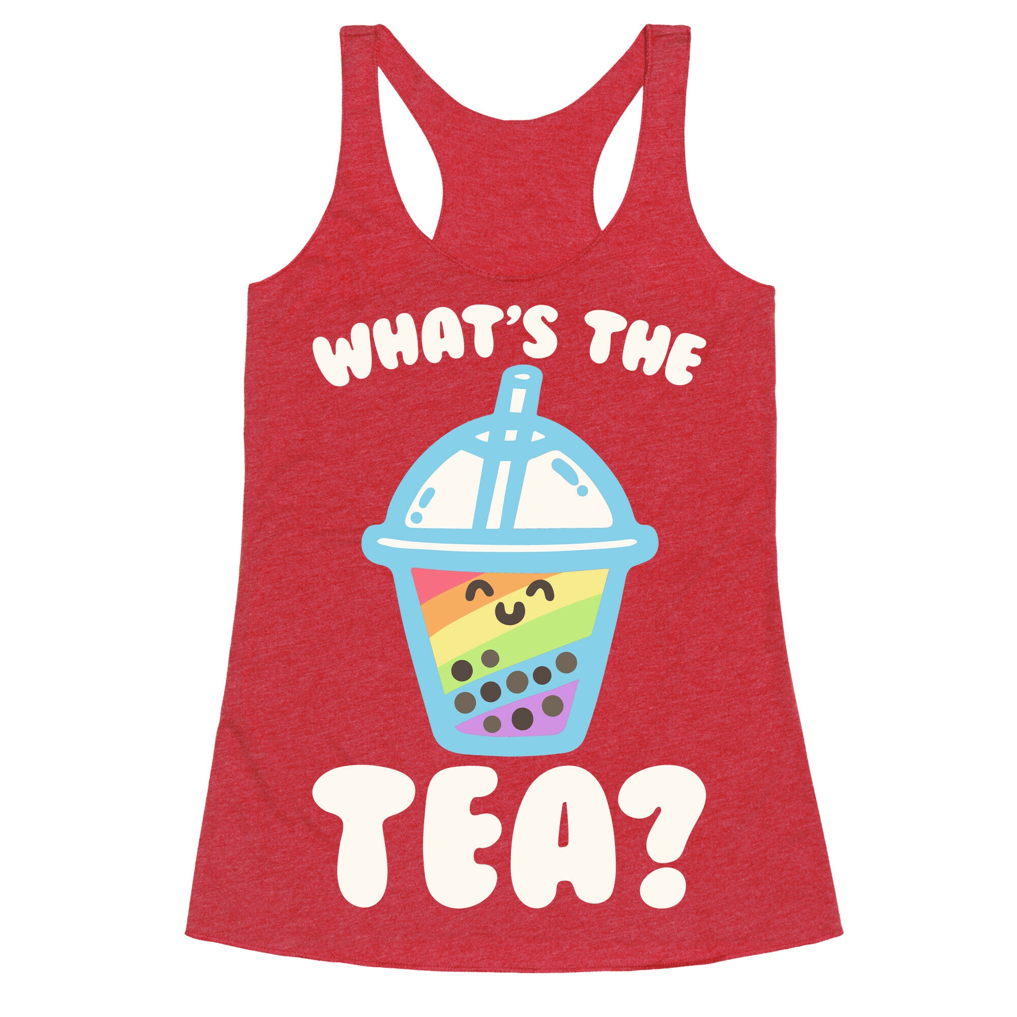 What's The Tea Bubble Tea White Print Racerback Tank