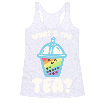 What's The Tea Bubble Tea White Print Racerback Tank