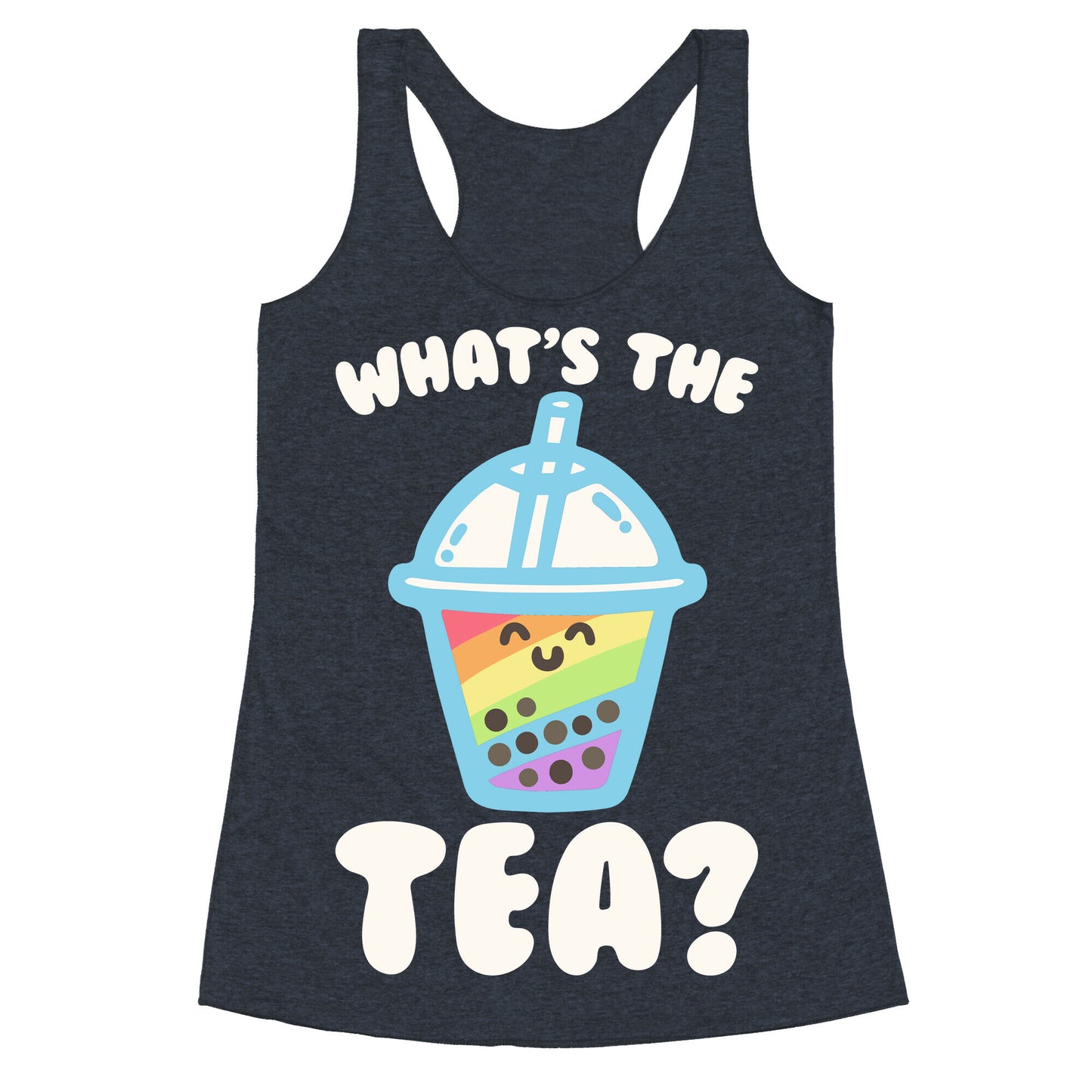 What's The Tea Bubble Tea White Print Racerback Tank