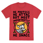 He Protecc He Attac But Most Importantly He Snacc Goat Parody Unisex Triblend Tee
