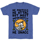 He Protecc He Attac But Most Importantly He Snacc Goat Parody Unisex Triblend Tee