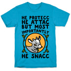 He Protecc He Attac But Most Importantly He Snacc Goat Parody Unisex Triblend Tee
