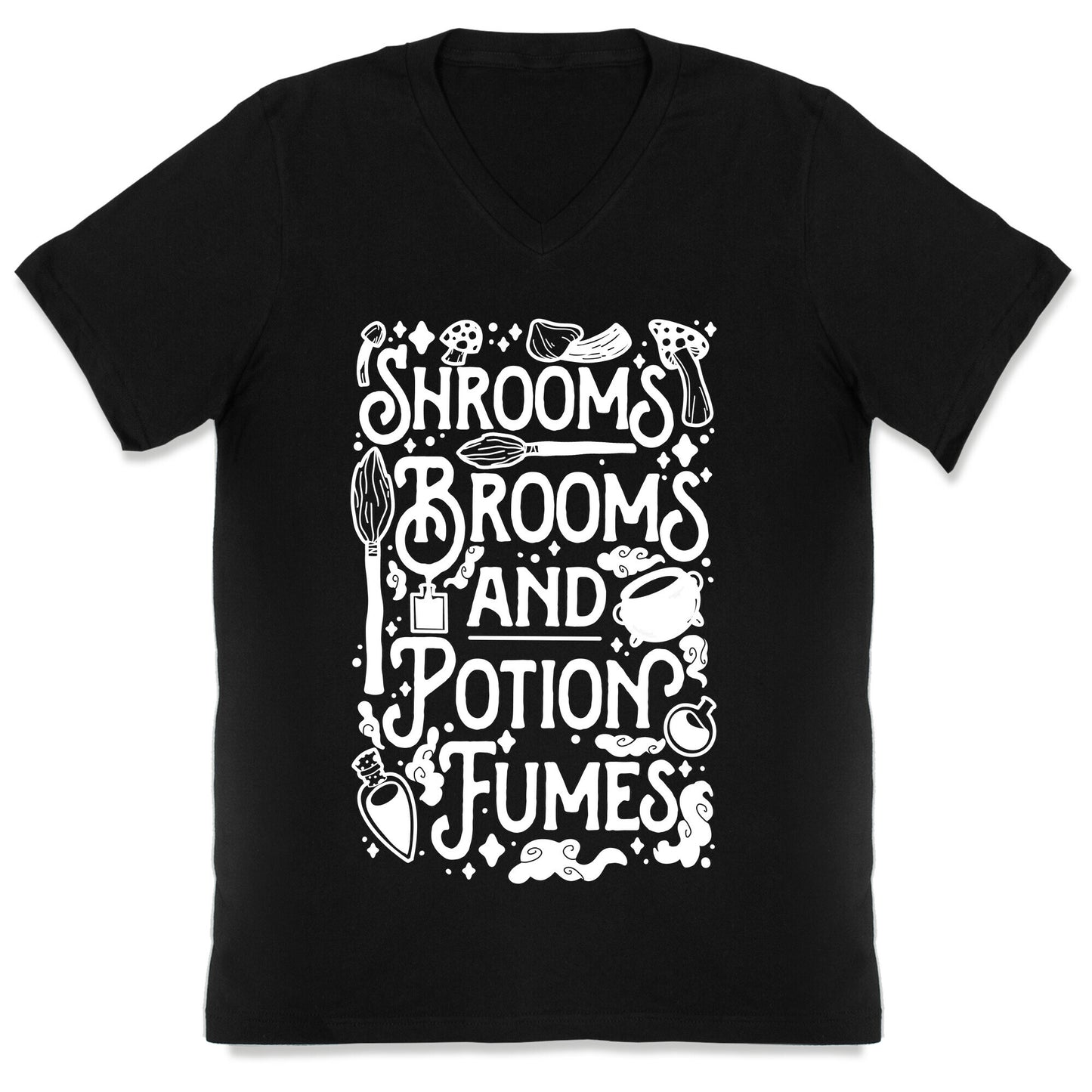 Shrooms Brooms and Potion Fumes V-Neck