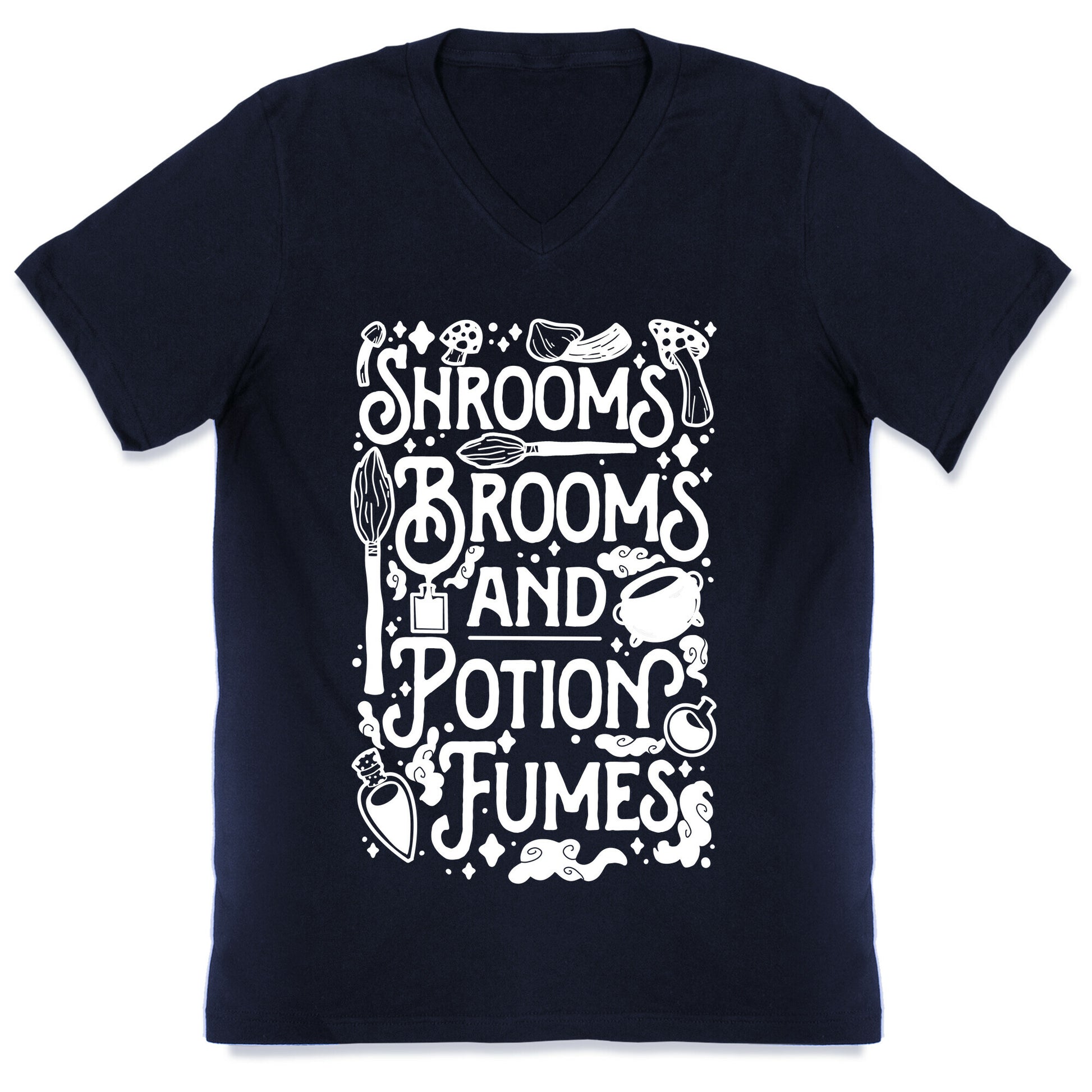 Shrooms Brooms and Potion Fumes V-Neck