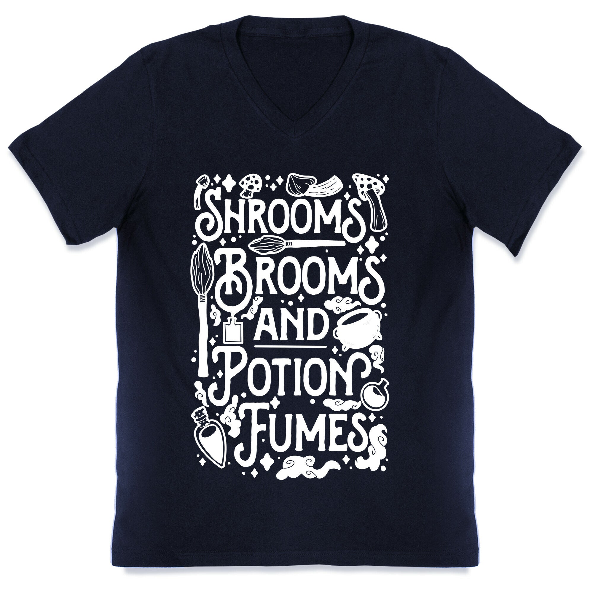 Shrooms Brooms and Potion Fumes V-Neck