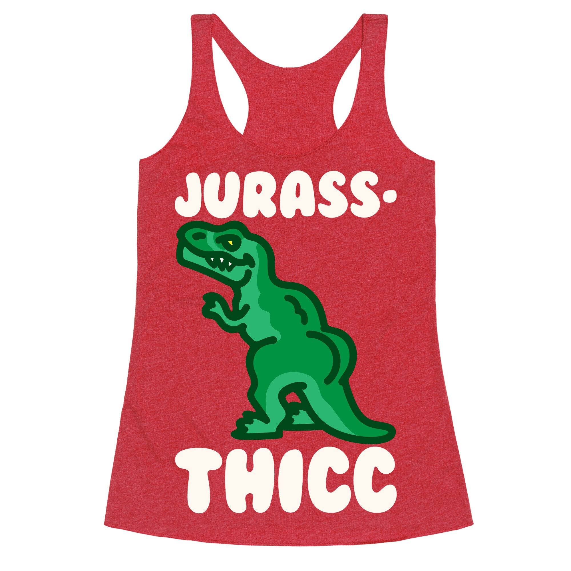 Jurassthicc Parody White Print Racerback Tank