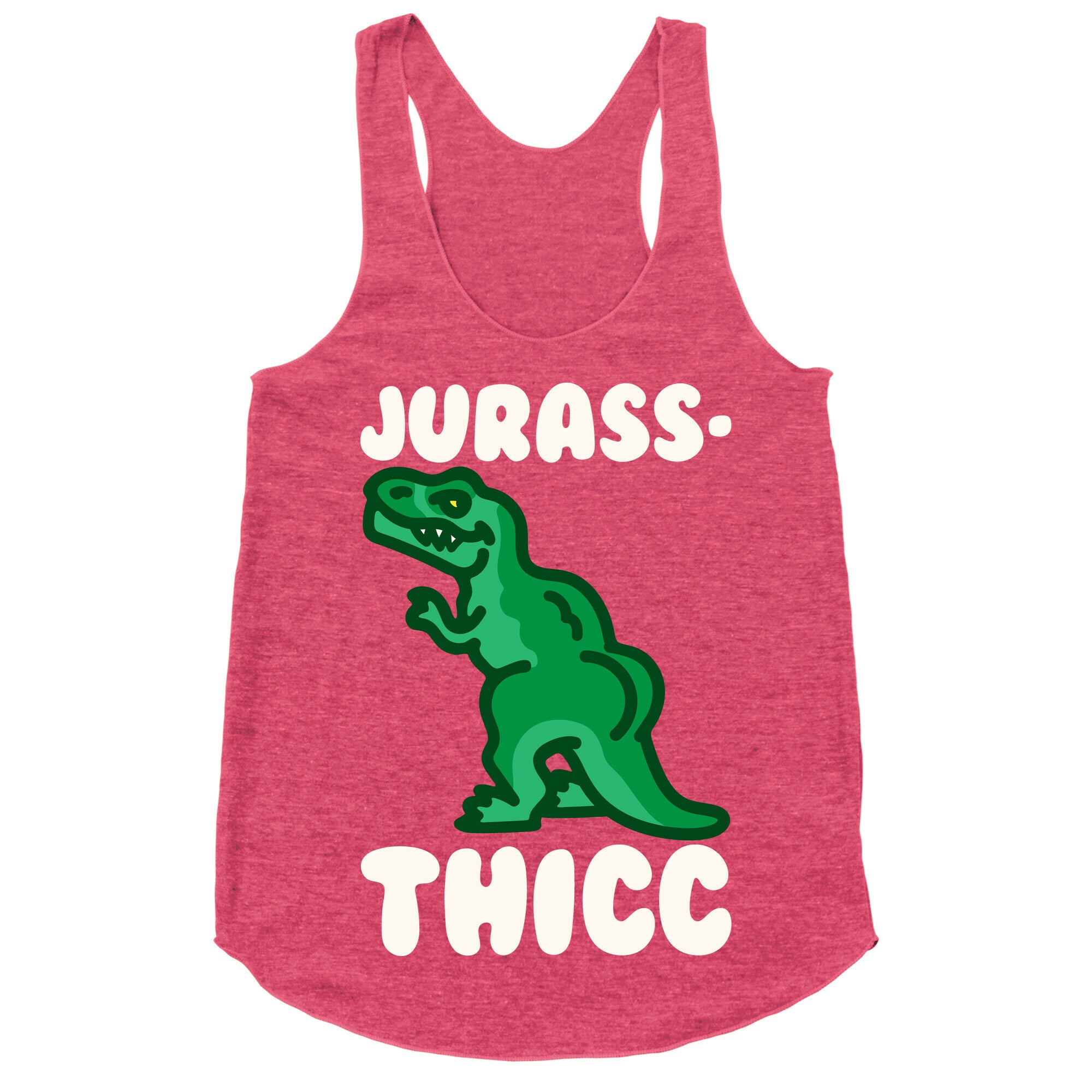 Jurassthicc Parody White Print Racerback Tank