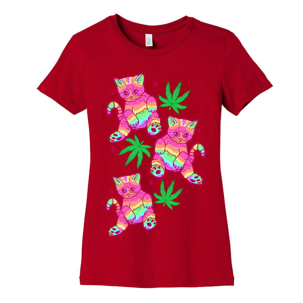 Rainbow Weed Kitty Women's Cotton Tee