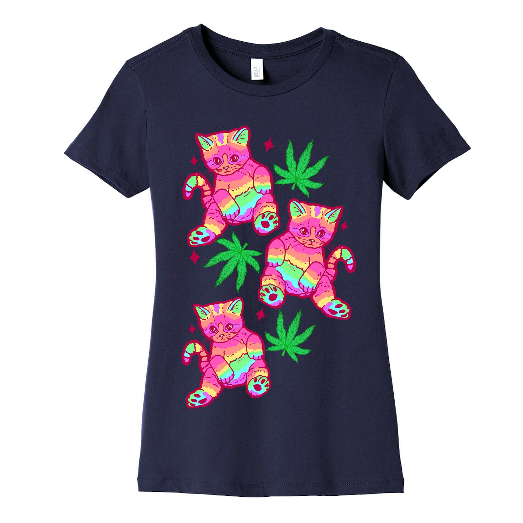Rainbow Weed Kitty Women's Cotton Tee