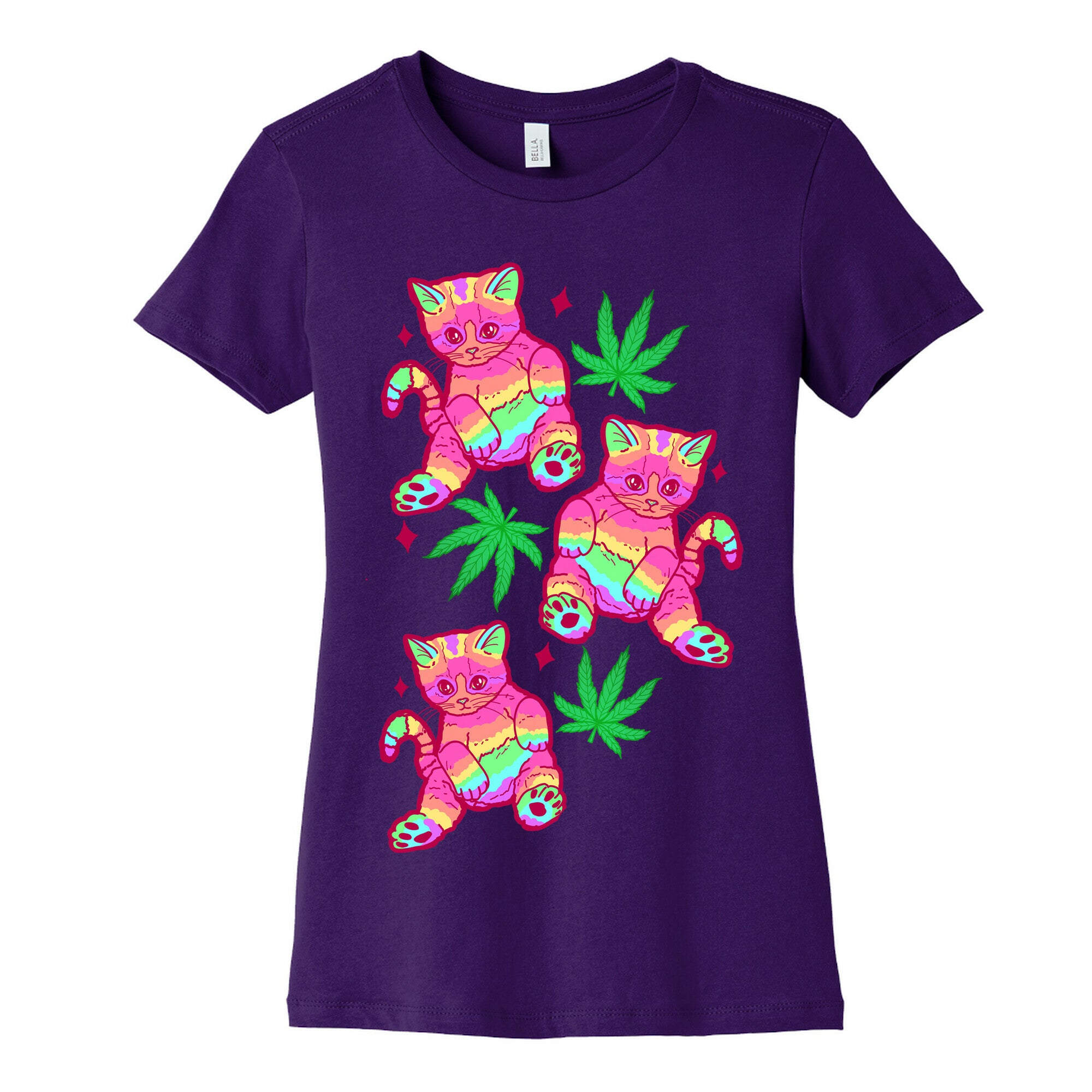 Rainbow Weed Kitty Women's Cotton Tee