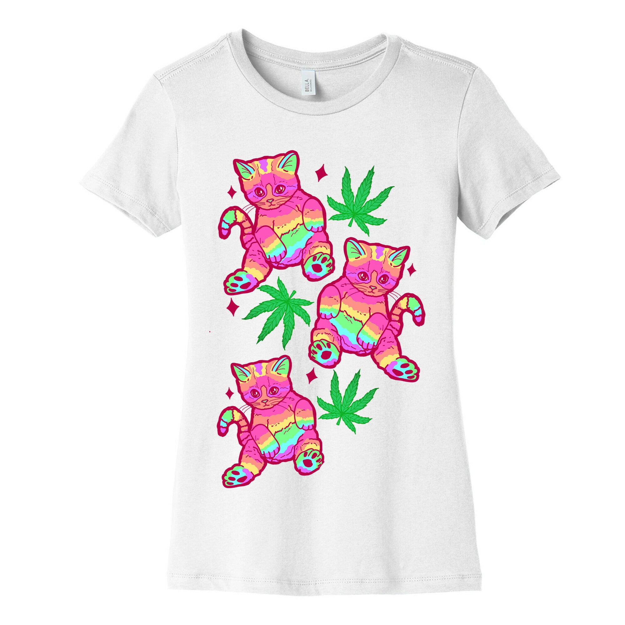 Rainbow Weed Kitty Women's Cotton Tee
