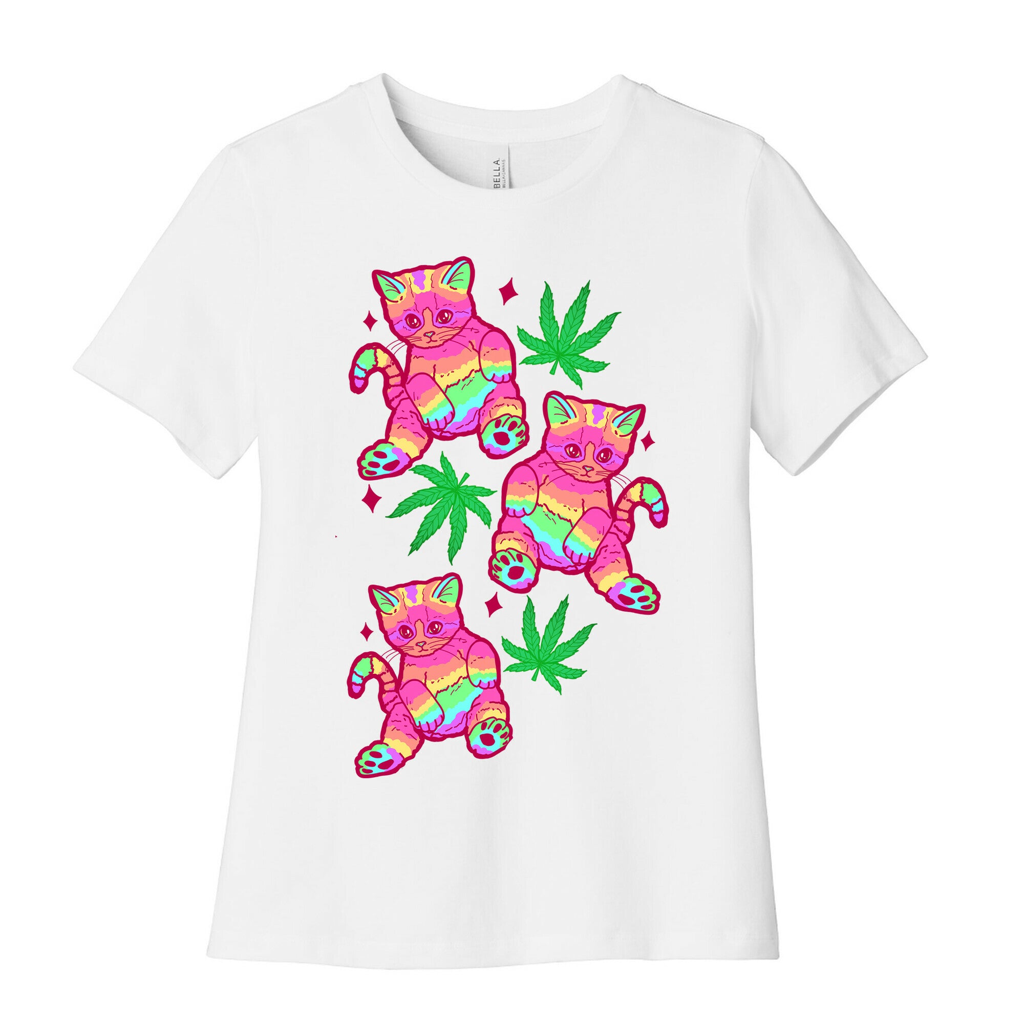 Rainbow Weed Kitty Women's Cotton Tee