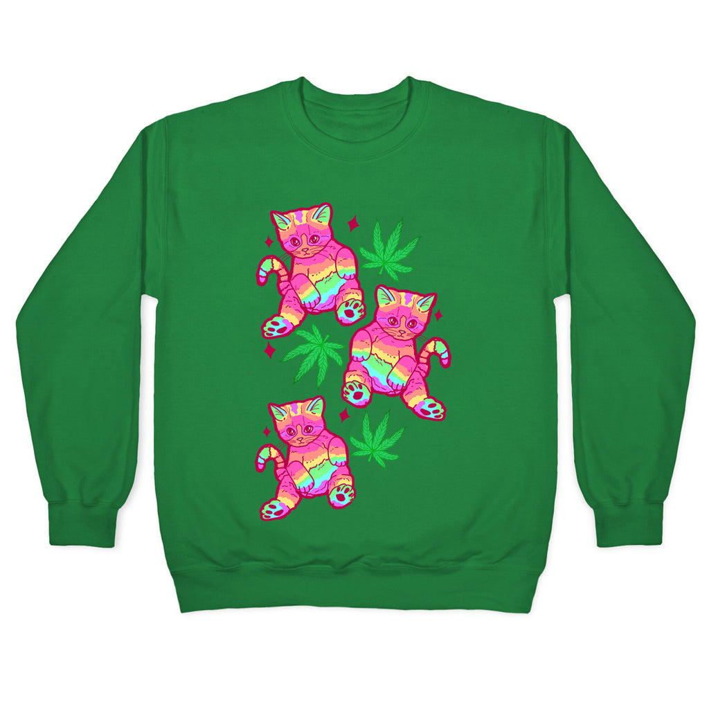 Rainbow Weed Kitty Crewneck Sweatshirt