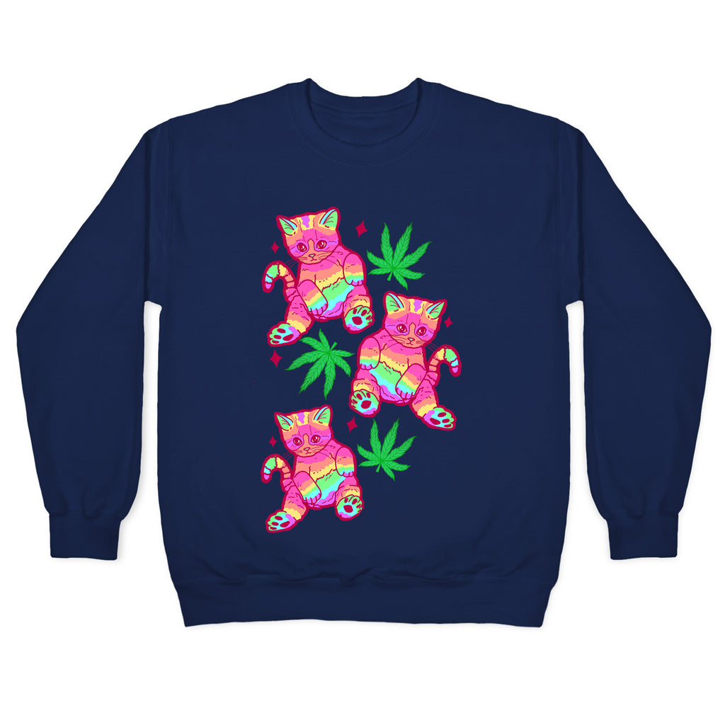 Rainbow Weed Kitty Crewneck Sweatshirt