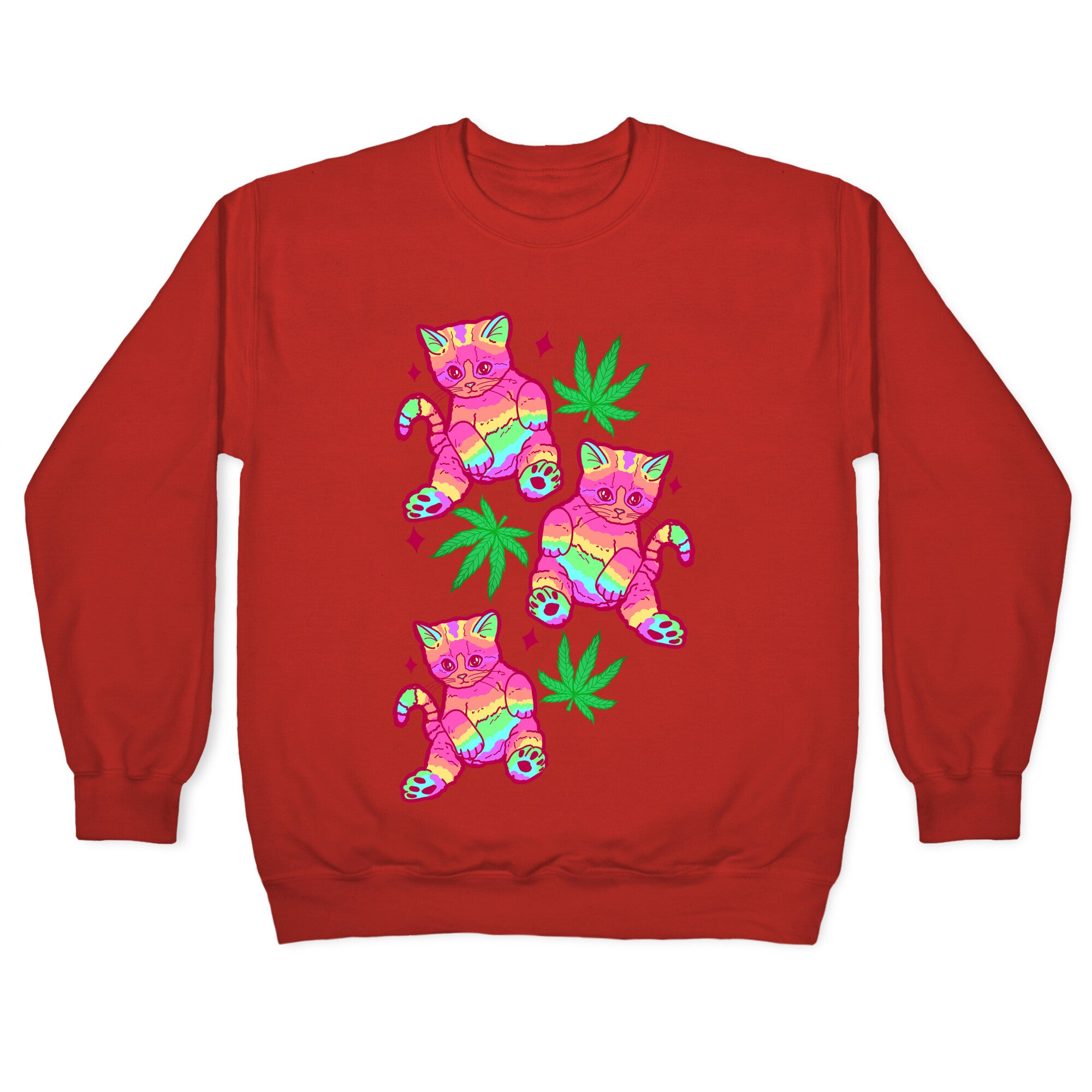 Rainbow Weed Kitty Crewneck Sweatshirt