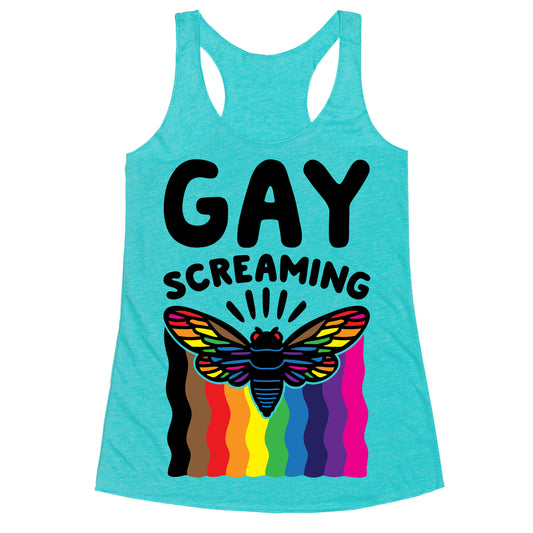 Gay Screaming Cicada Parody Racerback Tank