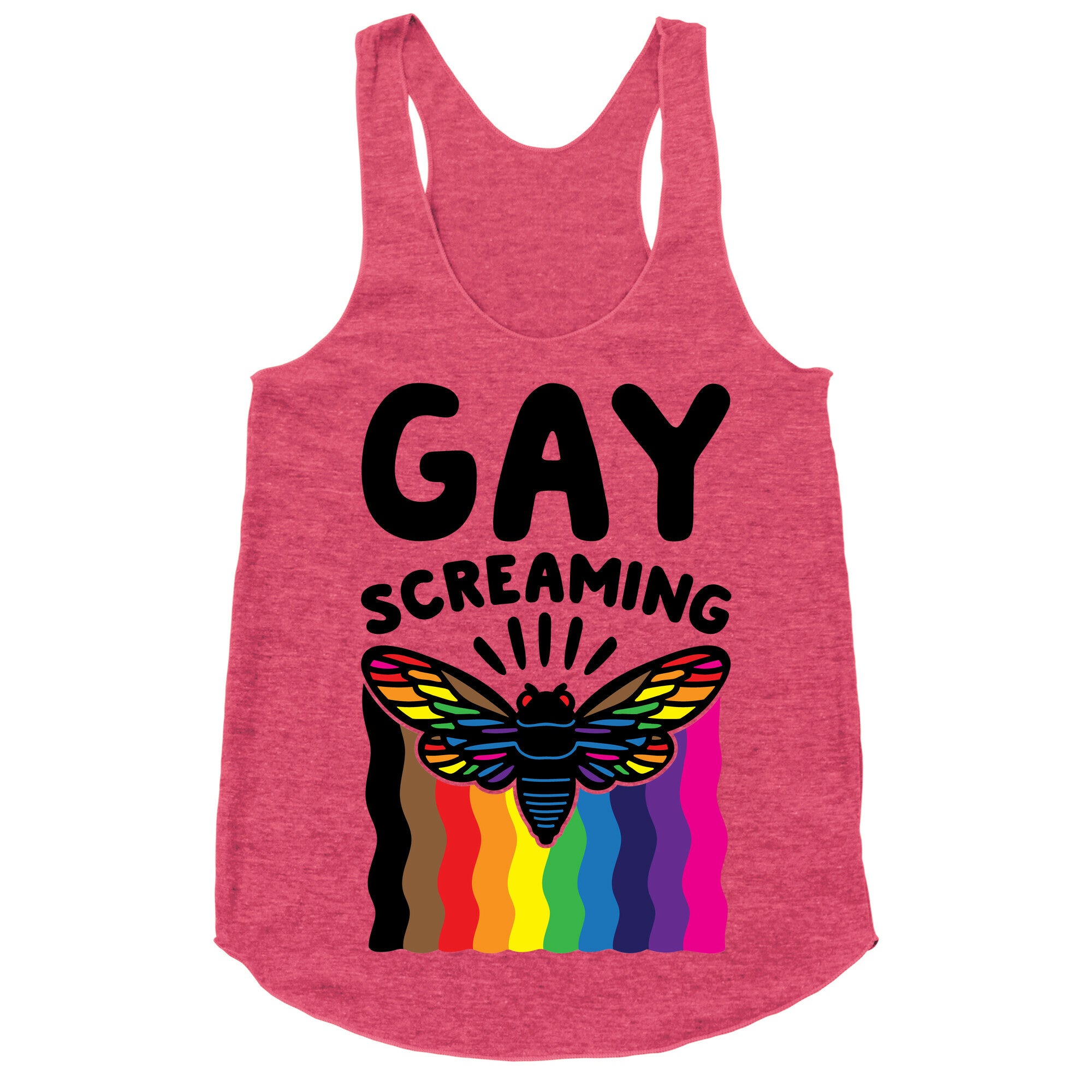 Gay Screaming Cicada Parody Racerback Tank