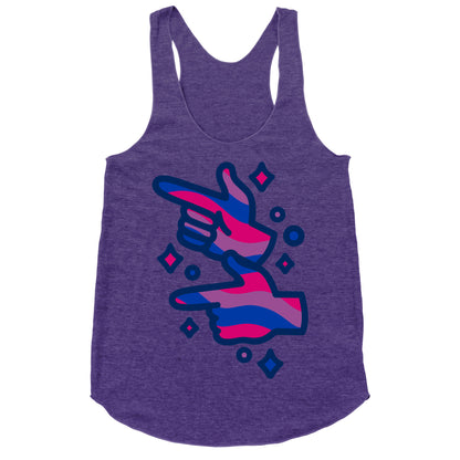 Bisexual Pride Finger Guns White Print Racerback Tank