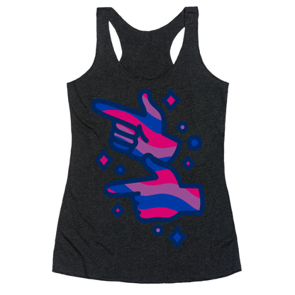 Bisexual Pride Finger Guns White Print Racerback Tank