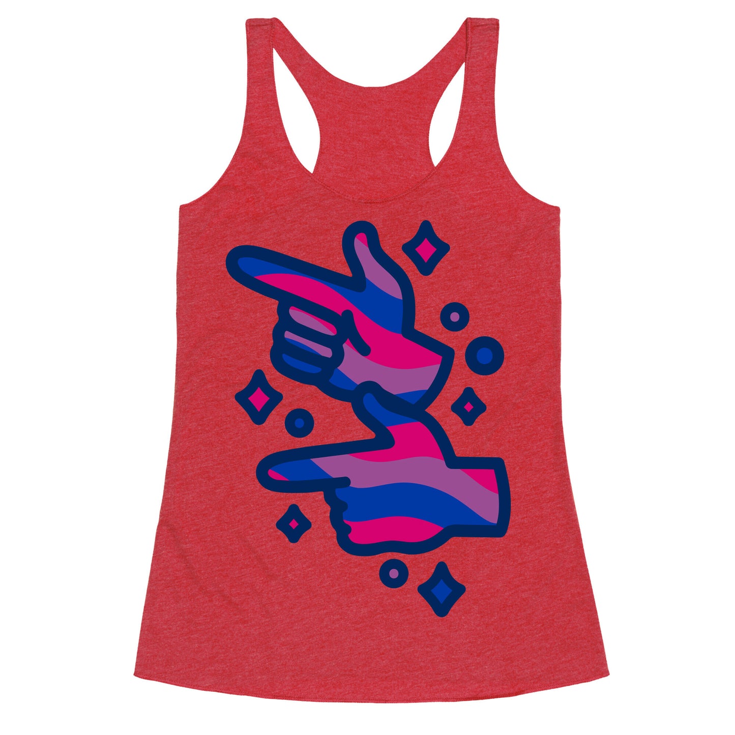 Bisexual Pride Finger Guns White Print Racerback Tank