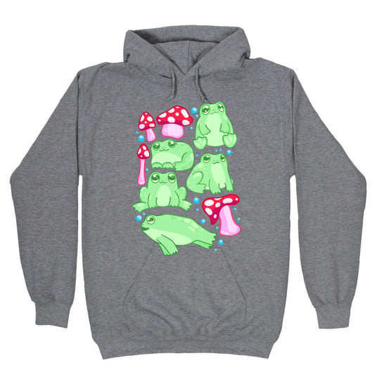 Frogs and Fungus Pattern Hoodie