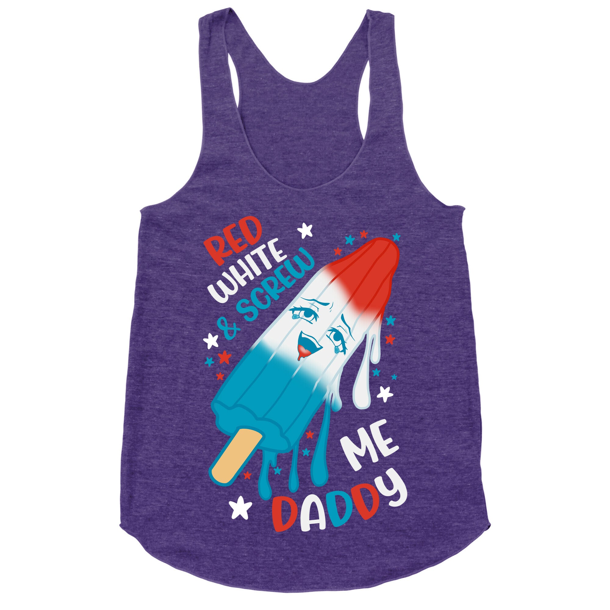 Red White And Screw Me Daddy  Racerback Tank