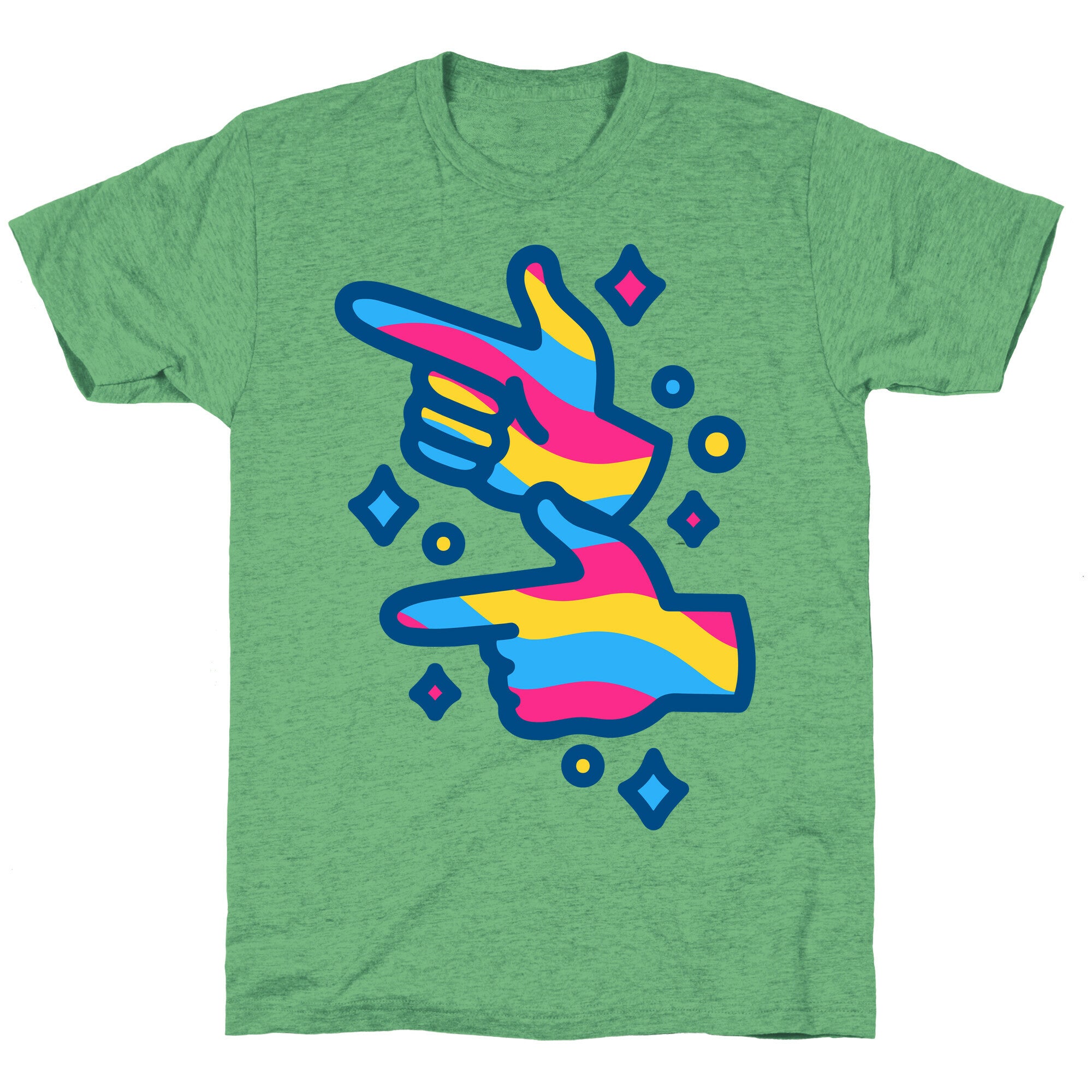 Pansexual Pride Finger Guns White Print Unisex Triblend Tee