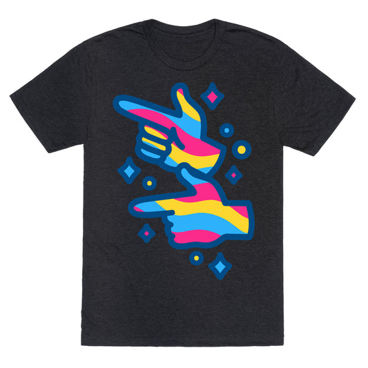 Pansexual Pride Finger Guns White Print Unisex Triblend Tee