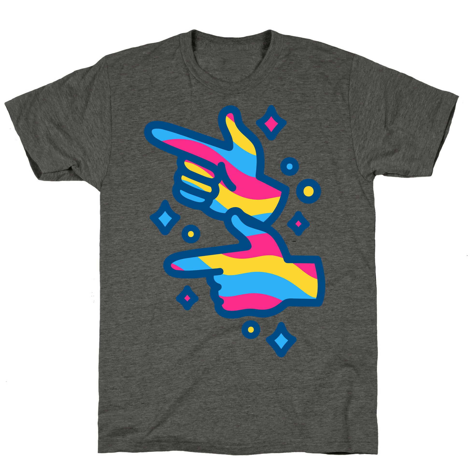 Pansexual Pride Finger Guns White Print Unisex Triblend Tee