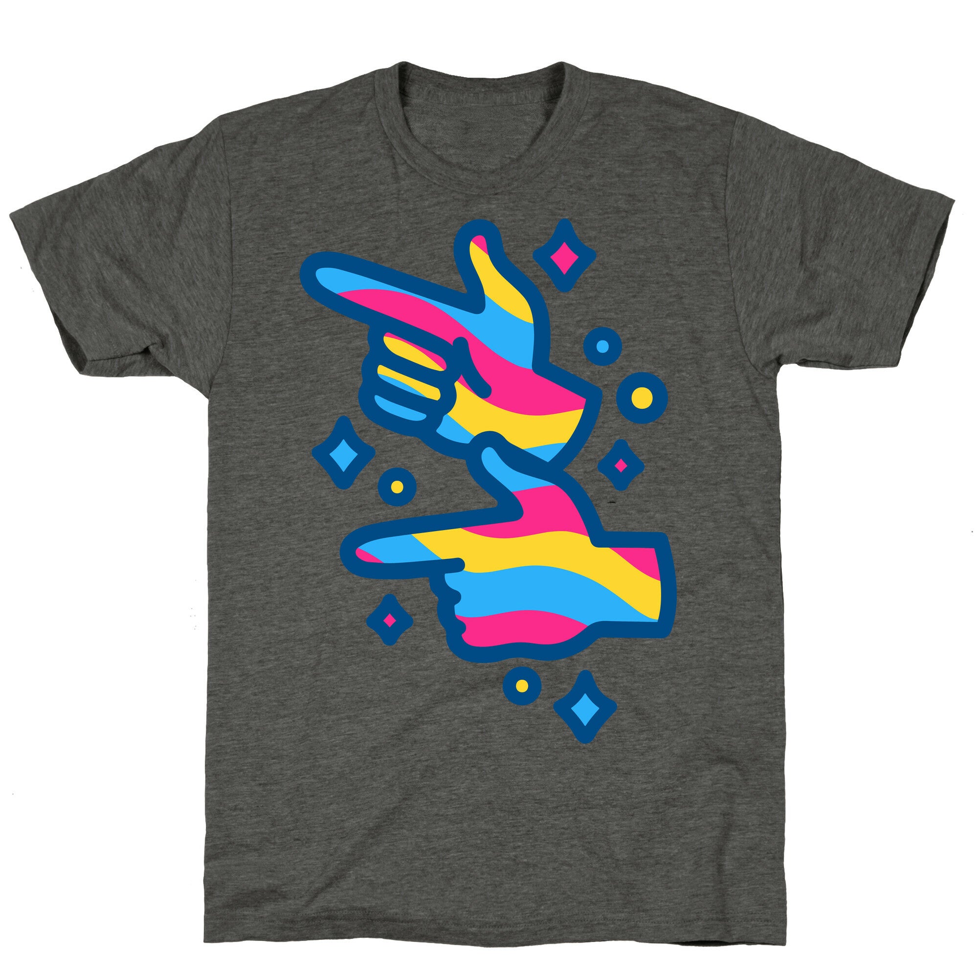 Pansexual Pride Finger Guns White Print Unisex Triblend Tee