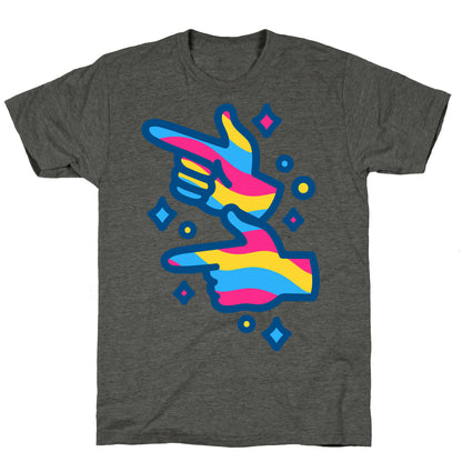 Pansexual Pride Finger Guns White Print Unisex Triblend Tee