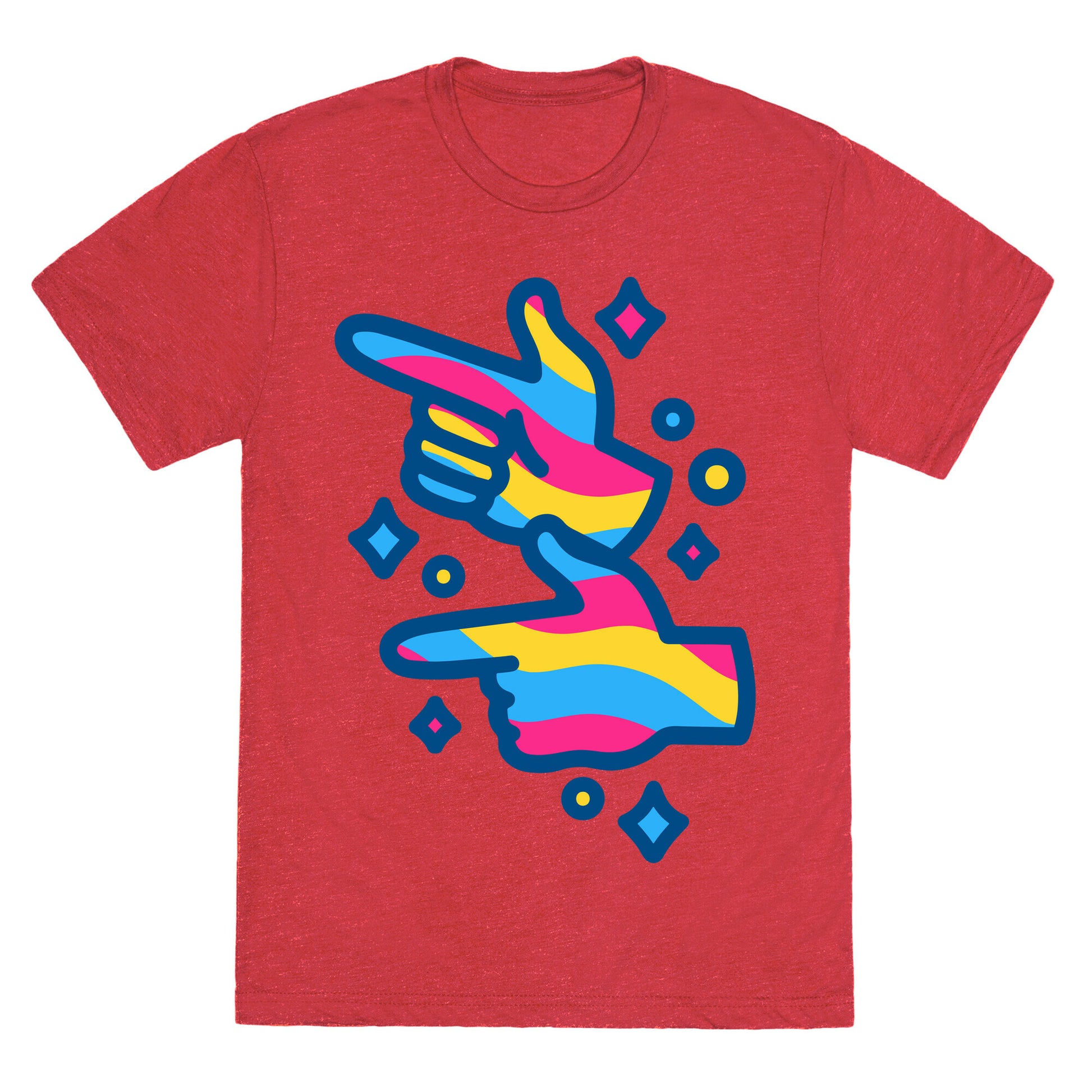 Pansexual Pride Finger Guns White Print Unisex Triblend Tee