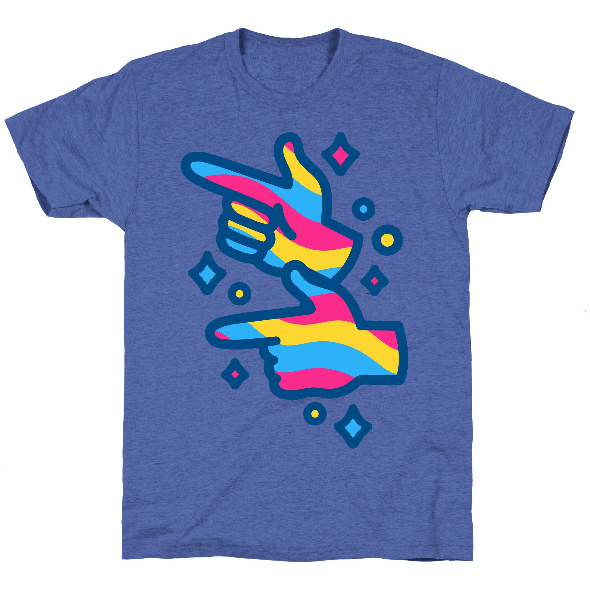 Pansexual Pride Finger Guns White Print Unisex Triblend Tee
