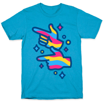 Pansexual Pride Finger Guns White Print Unisex Triblend Tee