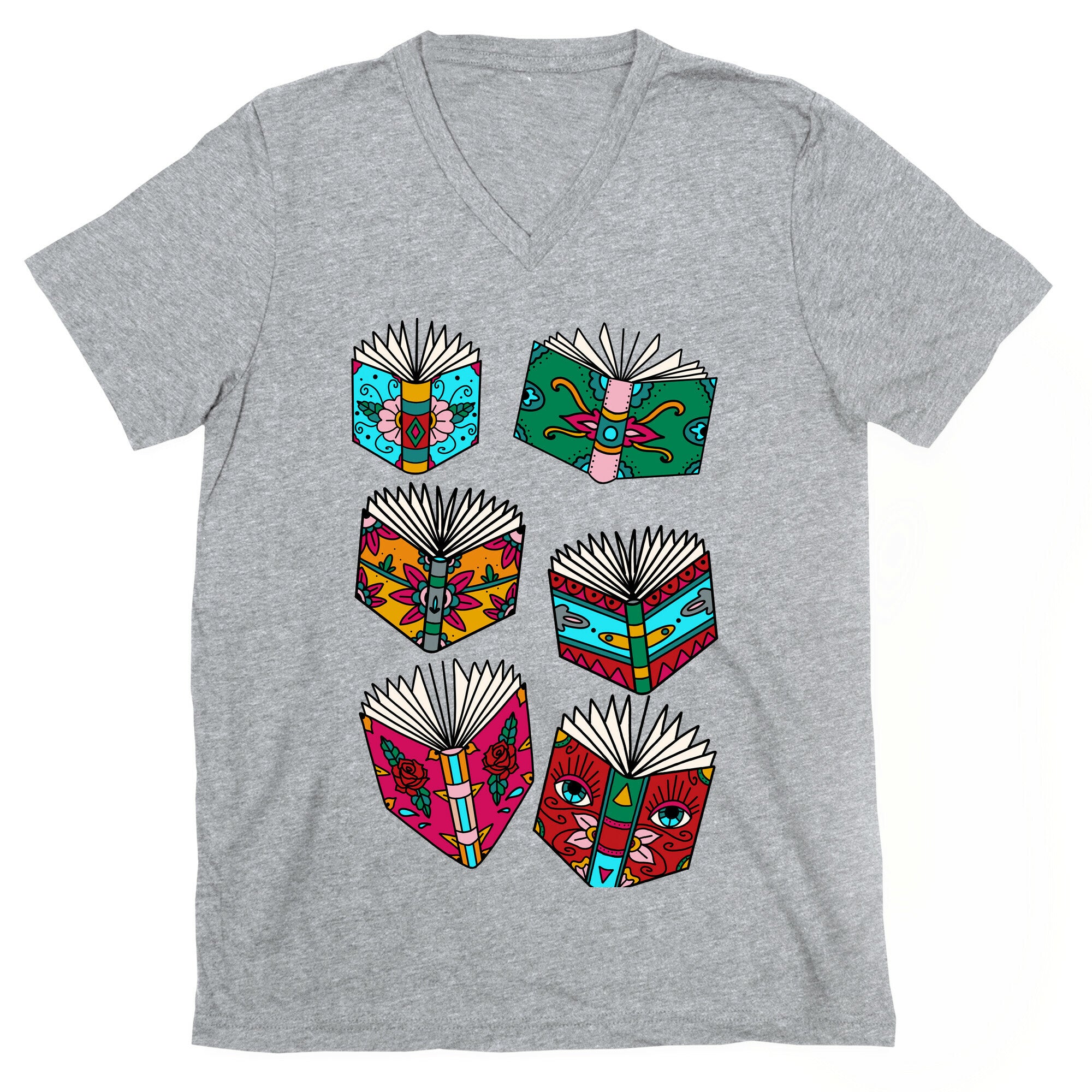 Punk Book Tattoo Pattern V-Neck