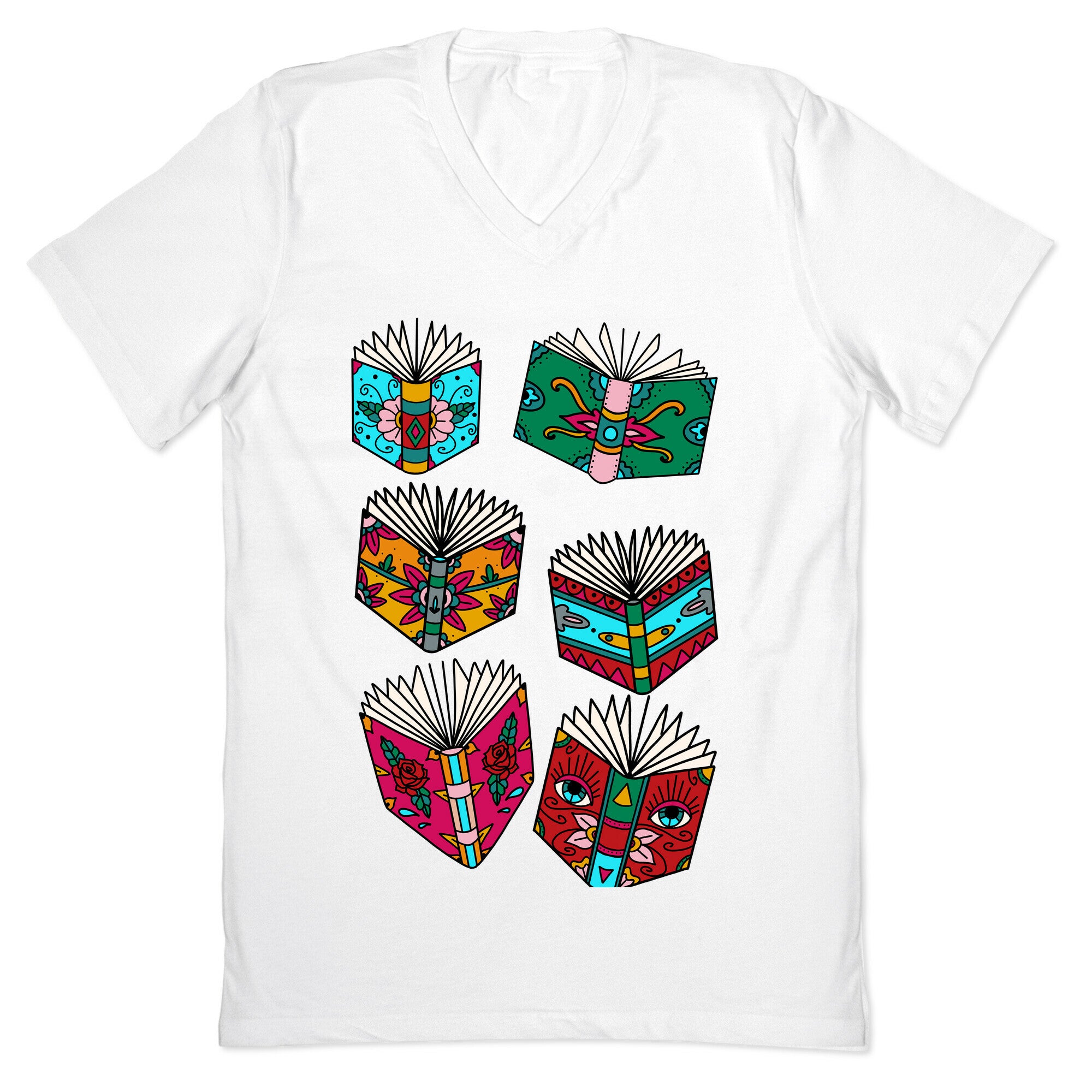 Punk Book Tattoo Pattern V-Neck