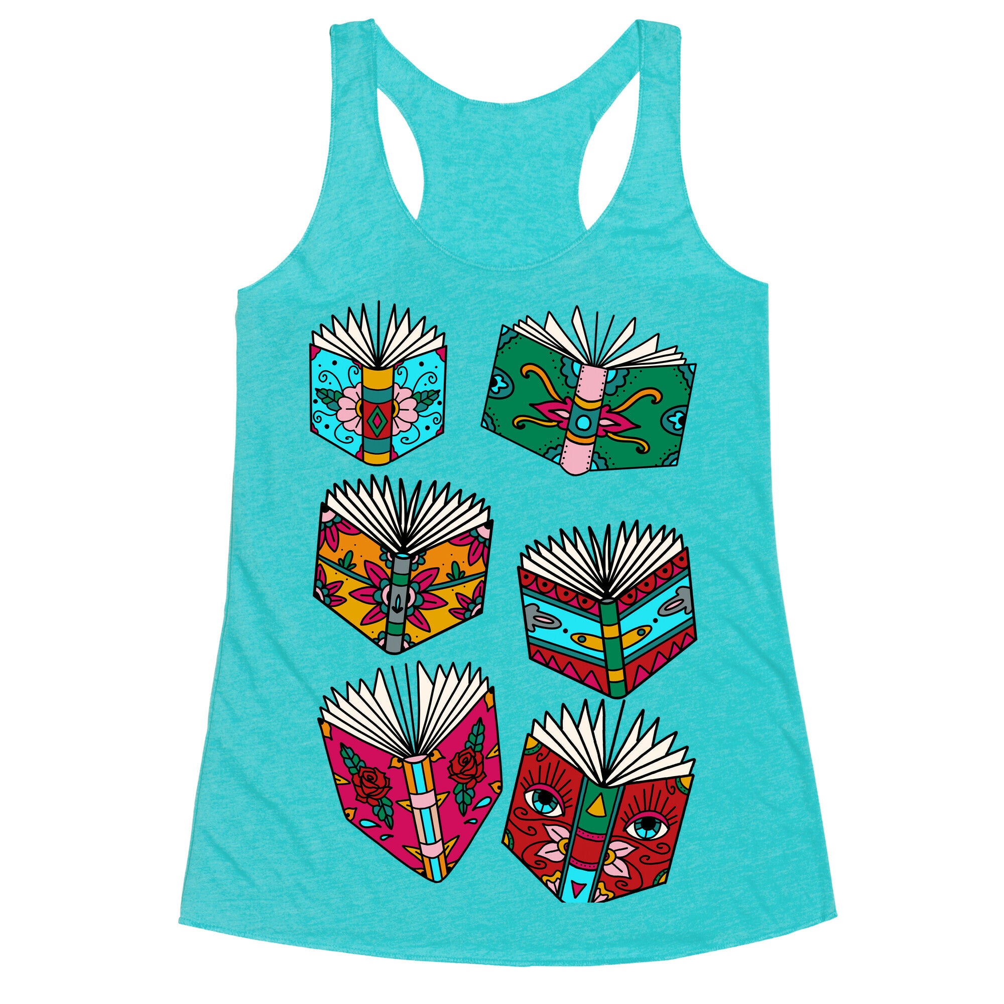 Punk Book Tattoo Pattern Racerback Tank