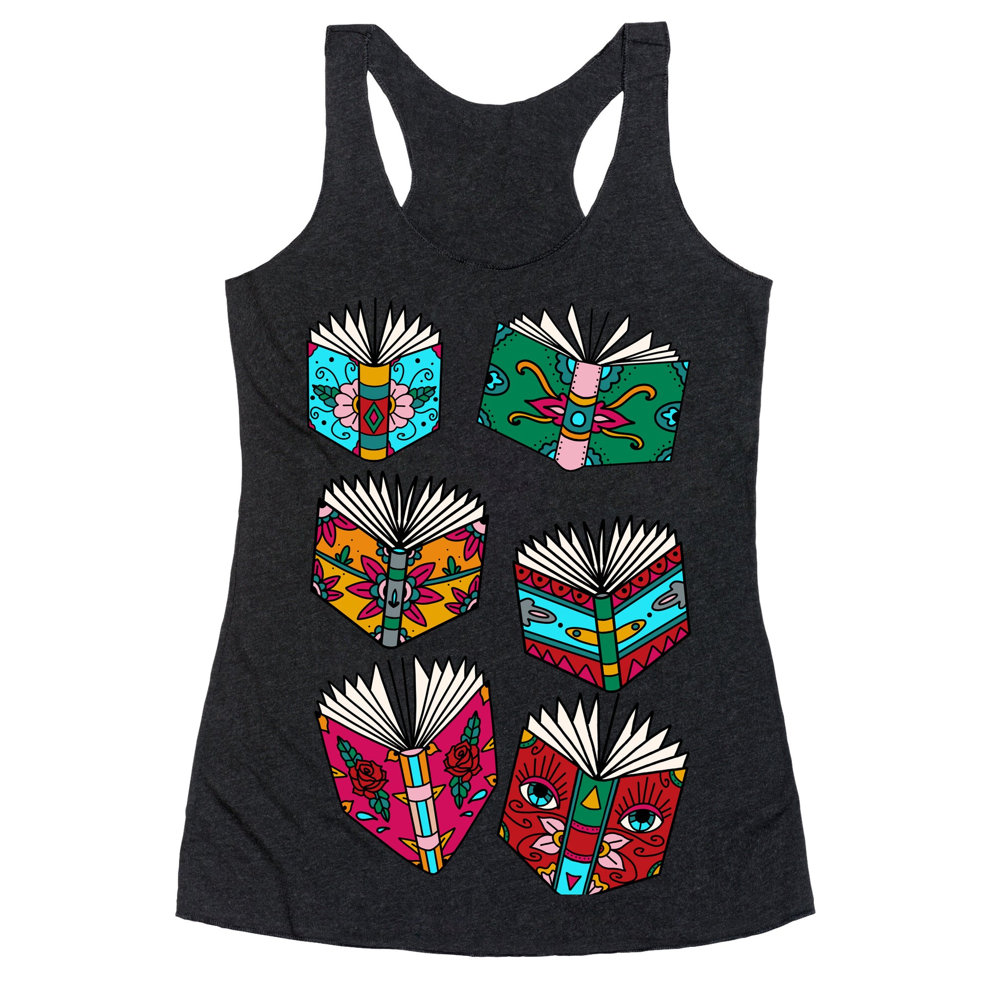 Punk Book Tattoo Pattern Racerback Tank
