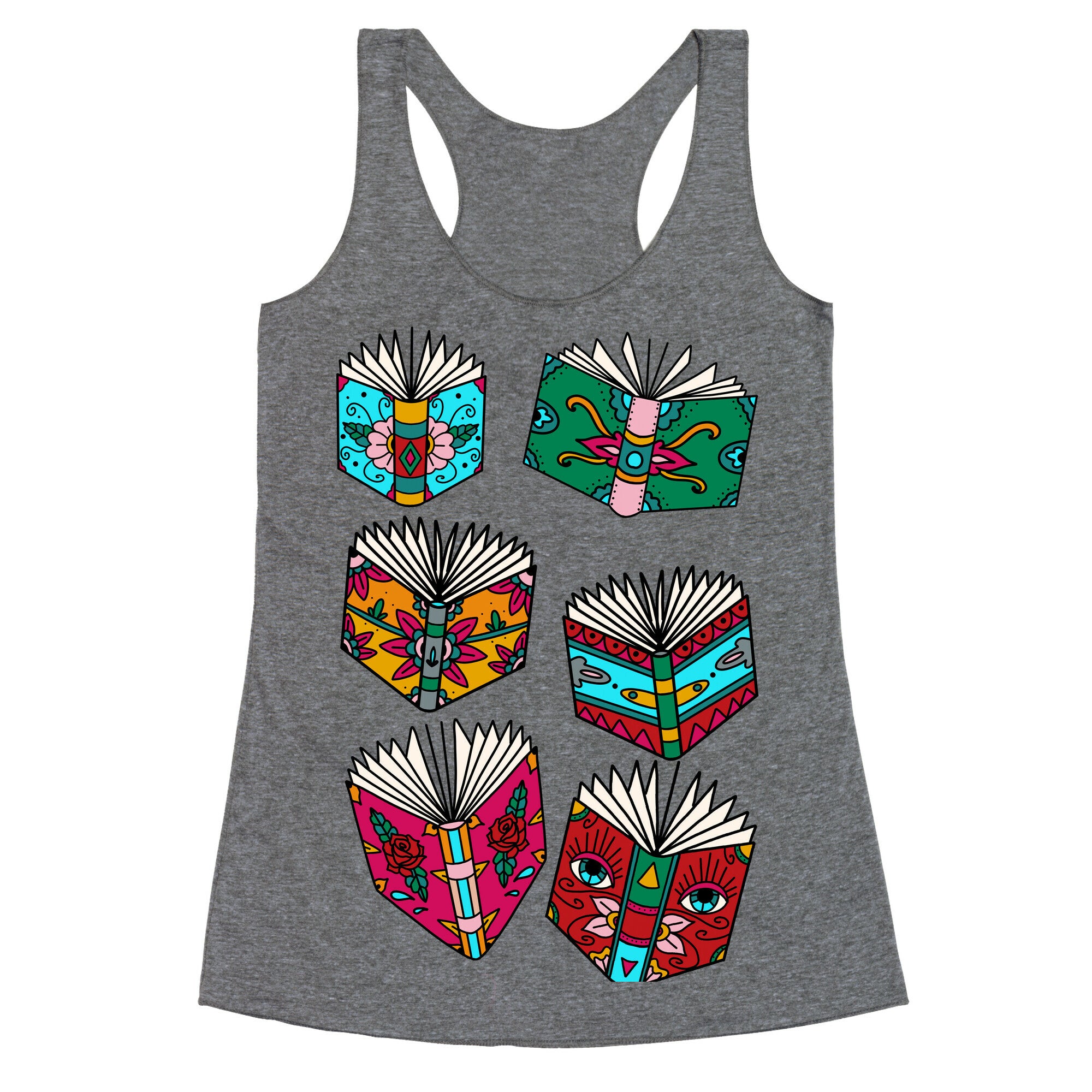 Punk Book Tattoo Pattern Racerback Tank