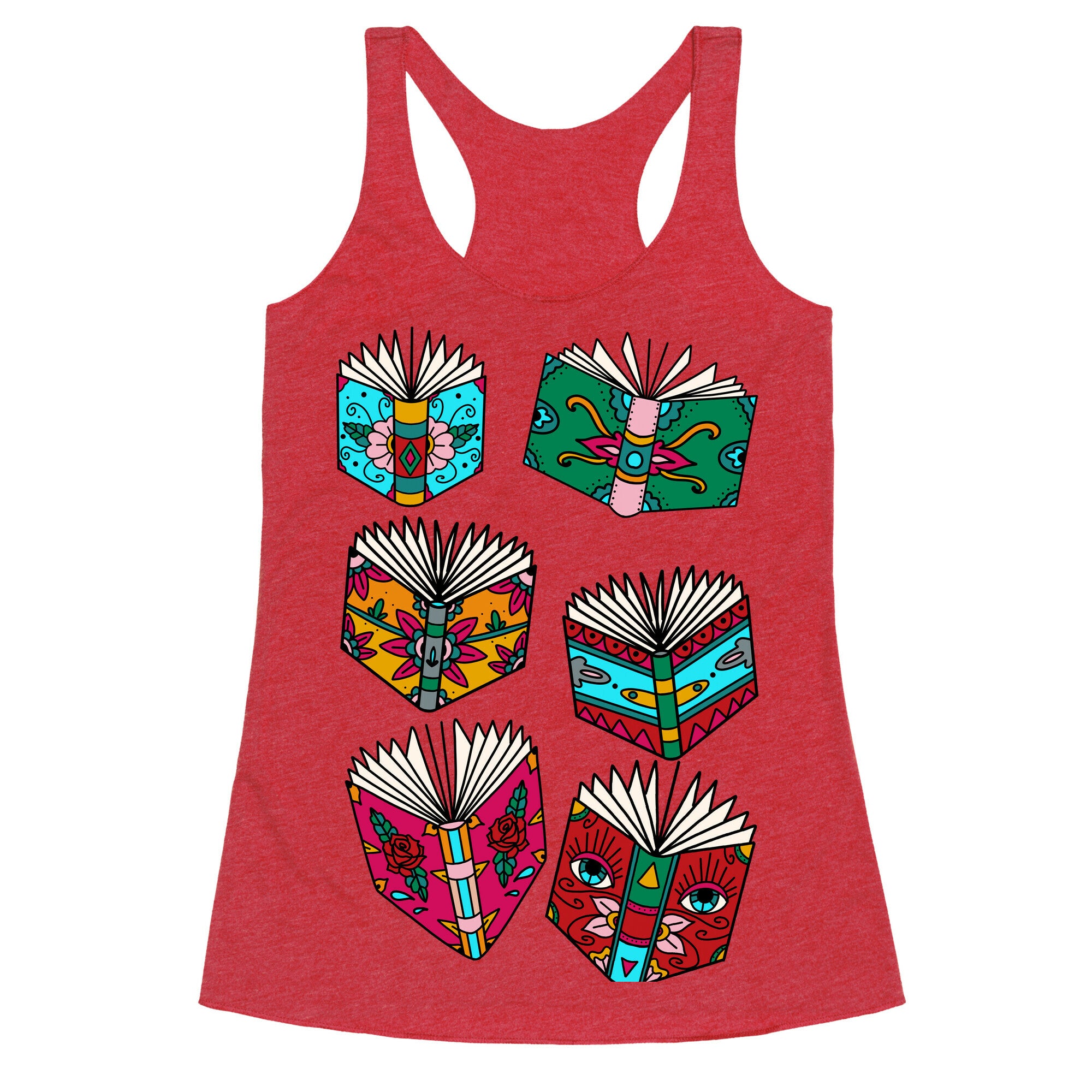 Punk Book Tattoo Pattern Racerback Tank