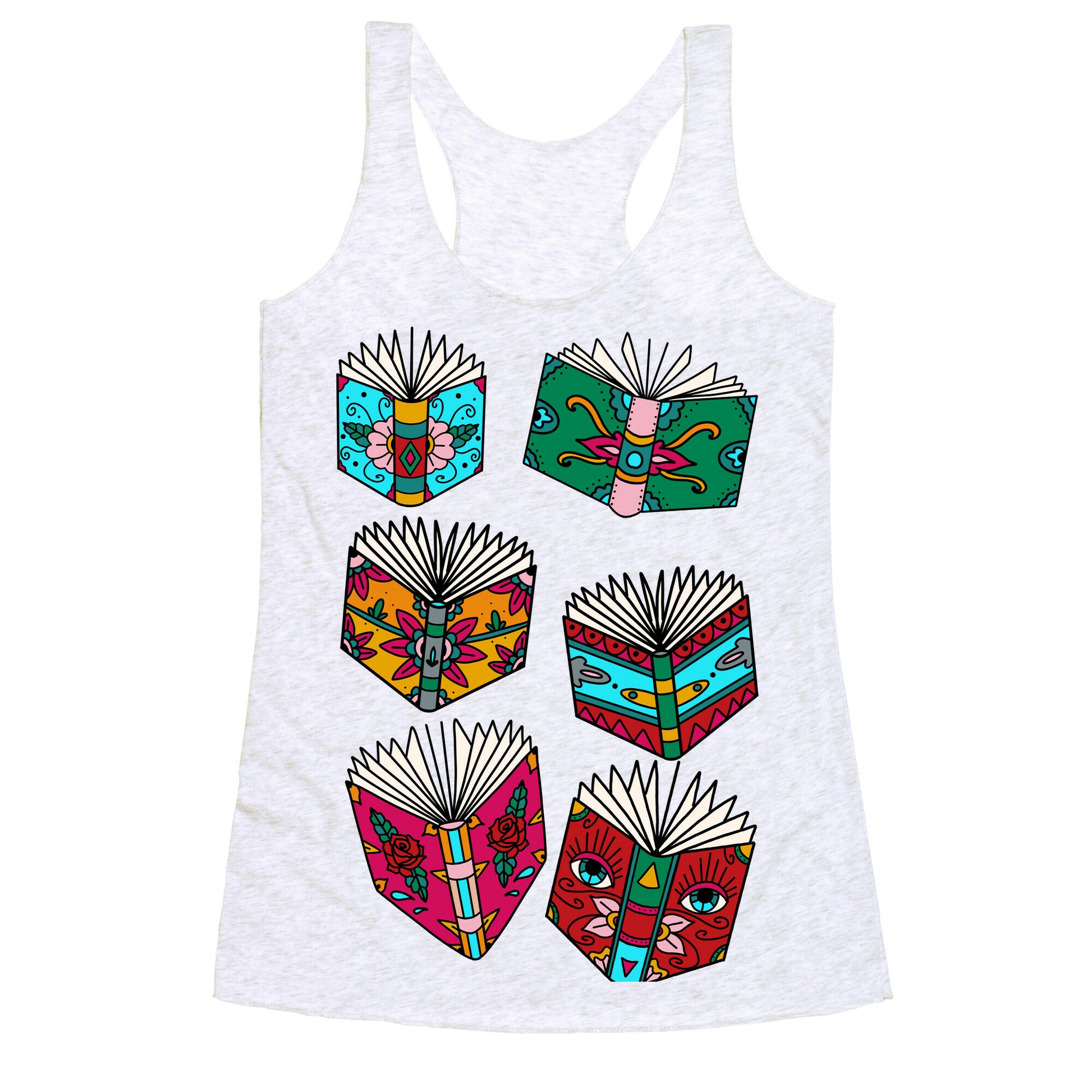 Punk Book Tattoo Pattern Racerback Tank
