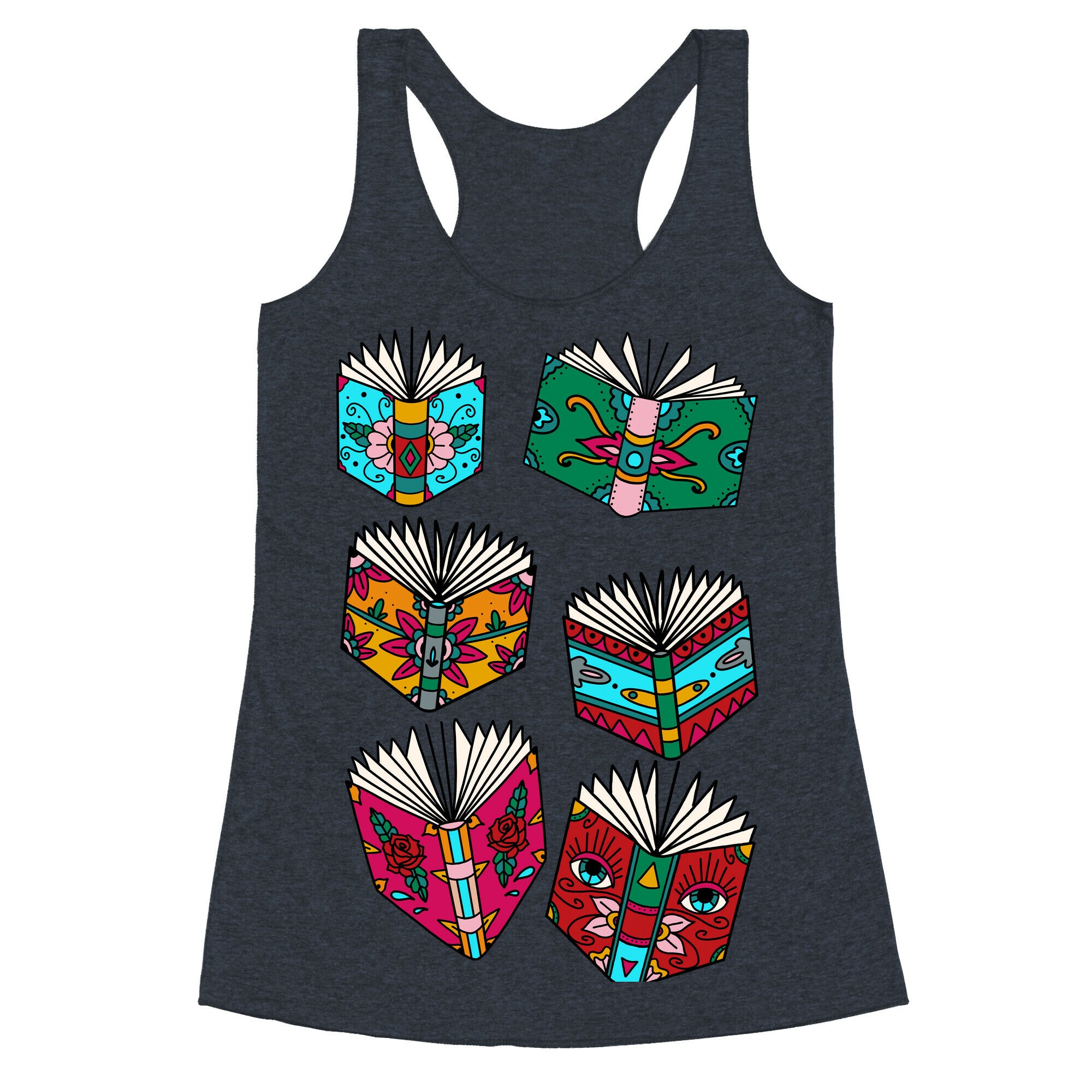 Punk Book Tattoo Pattern Racerback Tank